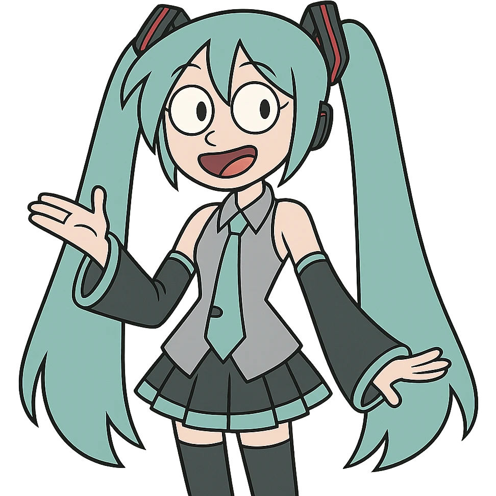 flat toon style Hatsune Miku emoji