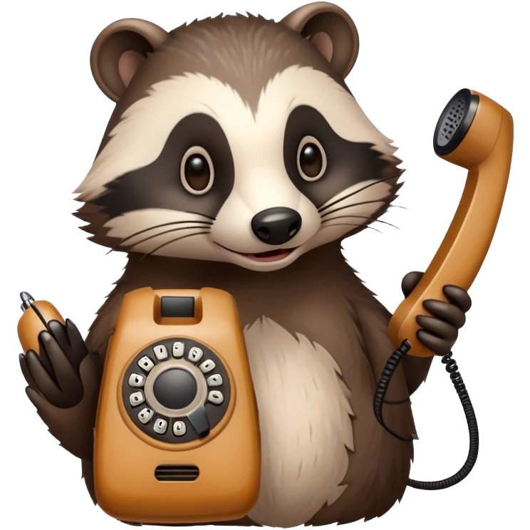 Badger with corded phone emoji