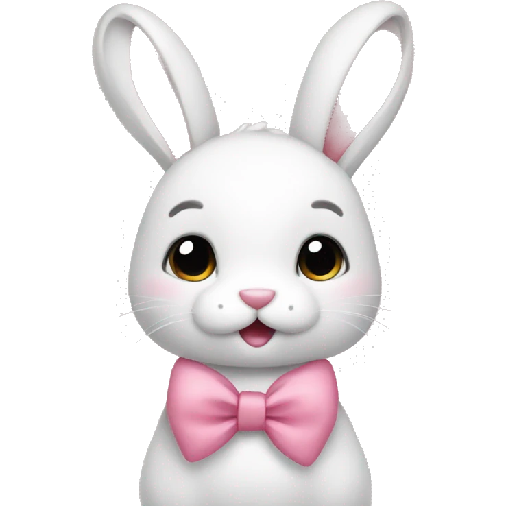 Cute bunny with a pink bow and blush emoji