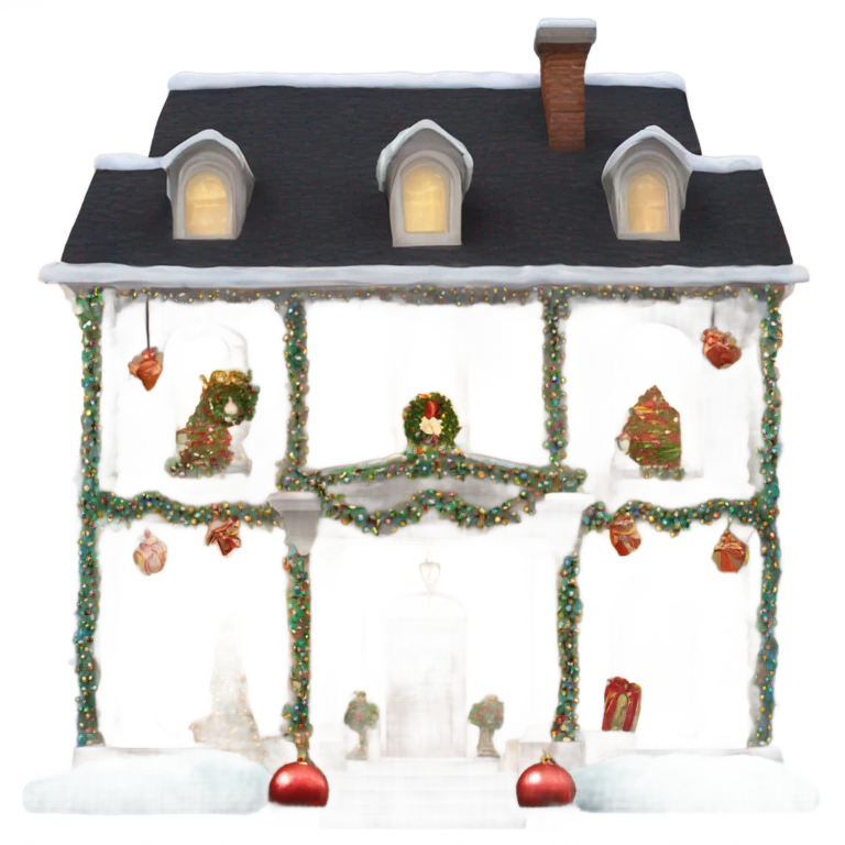 mansion decorated with fancy Christmas lights and lots of Fancy decorations emoji