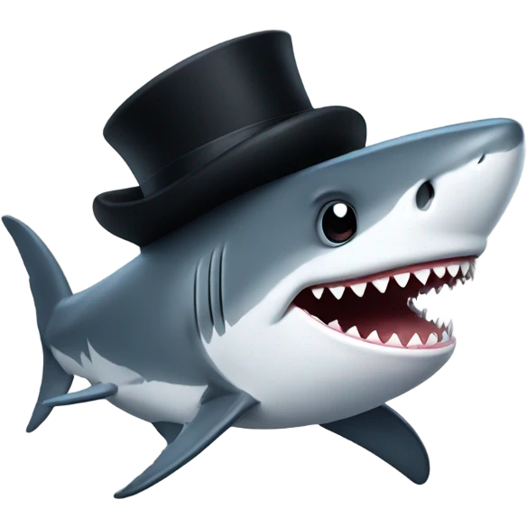 Shark with a top hat emoji