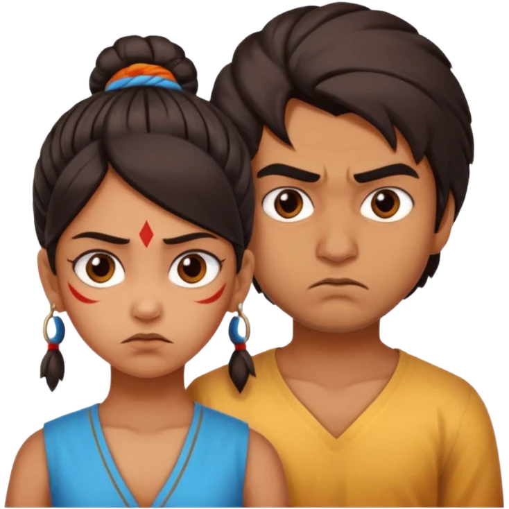 brother and sister fighting modern culture naughty  - indian skin and hairstyle emoji