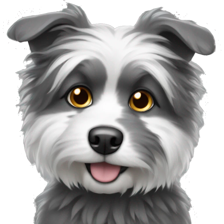 Dark grey and white little fluffy dog emoji