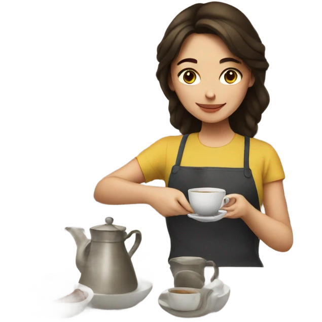 Brunette girl making tea emoji
