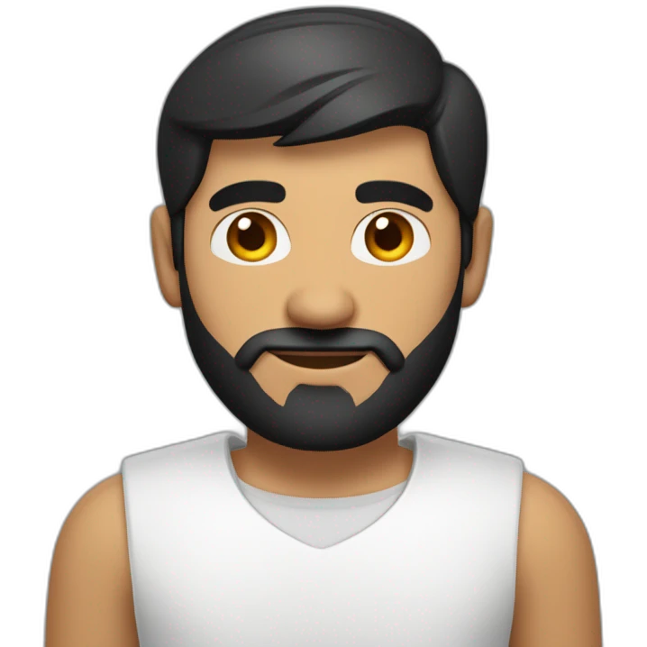 Indian white tan skin man developer in plain white shirt with sleeve up and nice medium length short black hair close up profile image emoji