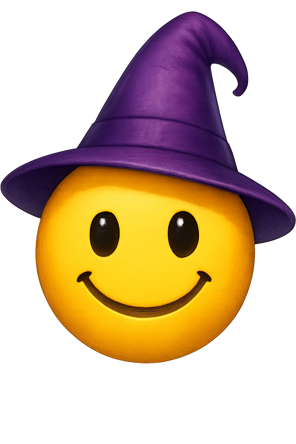 yellow face with purple wizard hat emoji, digital illustration emoji