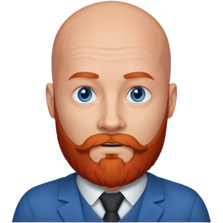 bald teacher with a large red beard, blue eyes emoji