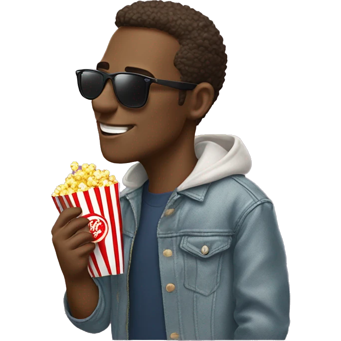 A cool guy in Ray Ban shades eating popcorn emoji