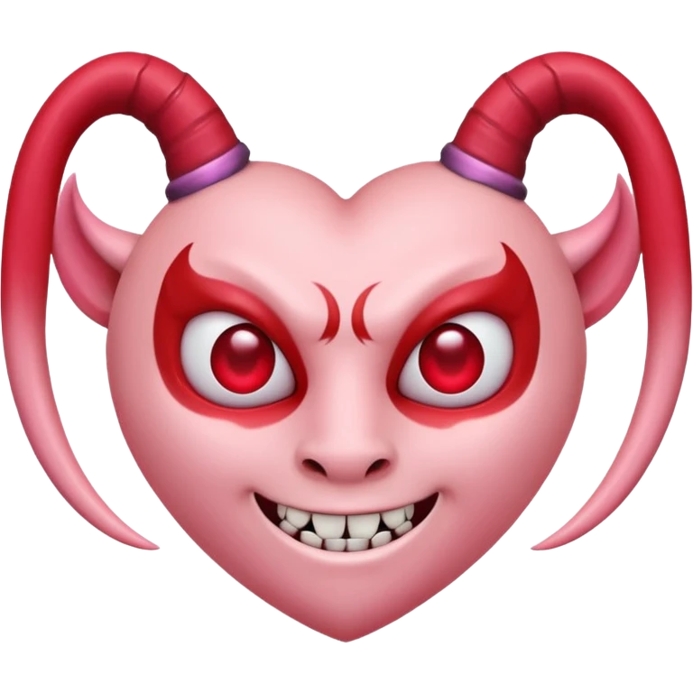 a plain pink heart with demon horns on it emoji