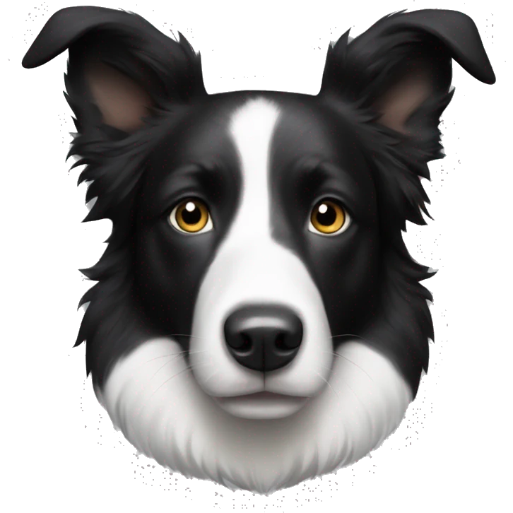 Border Collie Black white with short hair and batman ears  emoji