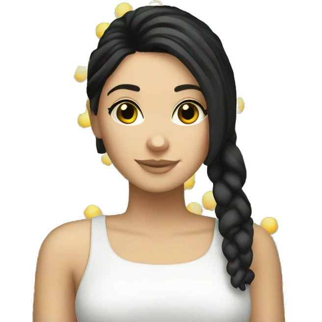 White girl with black hair  holding mimosa  emoji