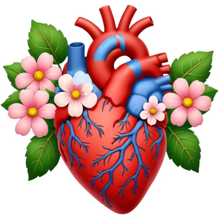 Anatomical hart with flowers emoji
