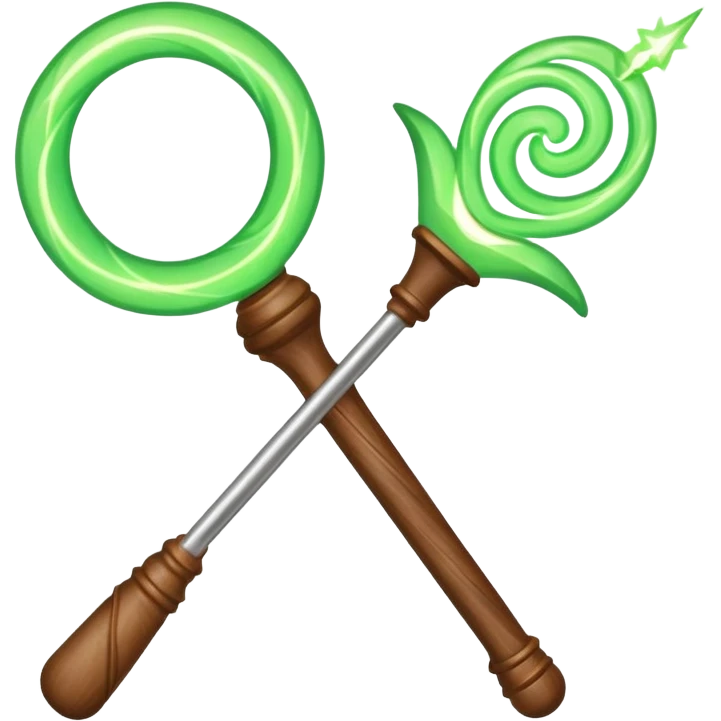 magic wand with green magic wave emoji