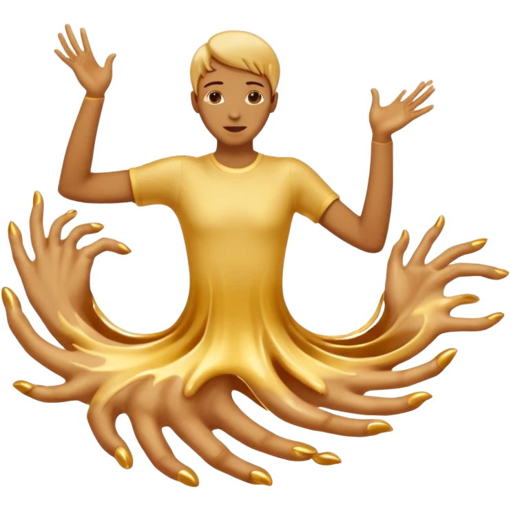 Golden liquid around the dancing hands emoji