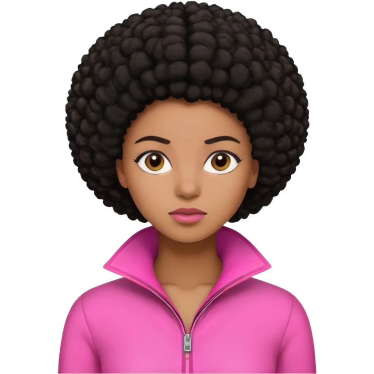 mulher afro americana trabalhando, com cabelo preto e roupa rosa  emoji