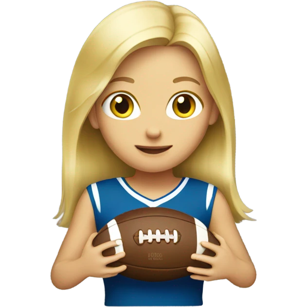 blonde girl holding football emoji