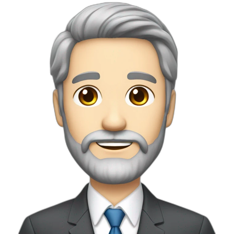 husband classy caucasian 60 dark gray hair trimmed beard wearing business suit holding bible, wife asian age 55 dark hair nurse uniform, no children emoji