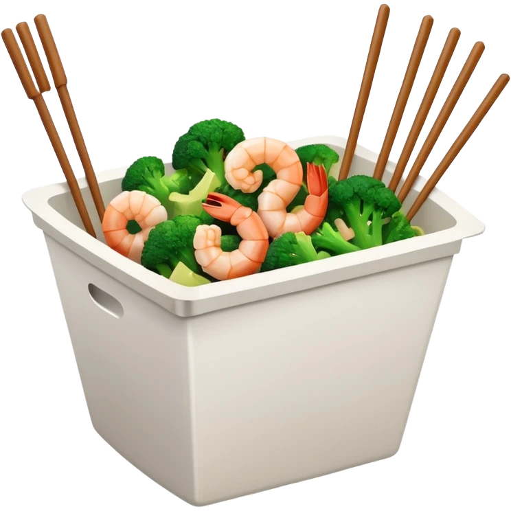 Shrimp and broccoli Chinese takeout emoji