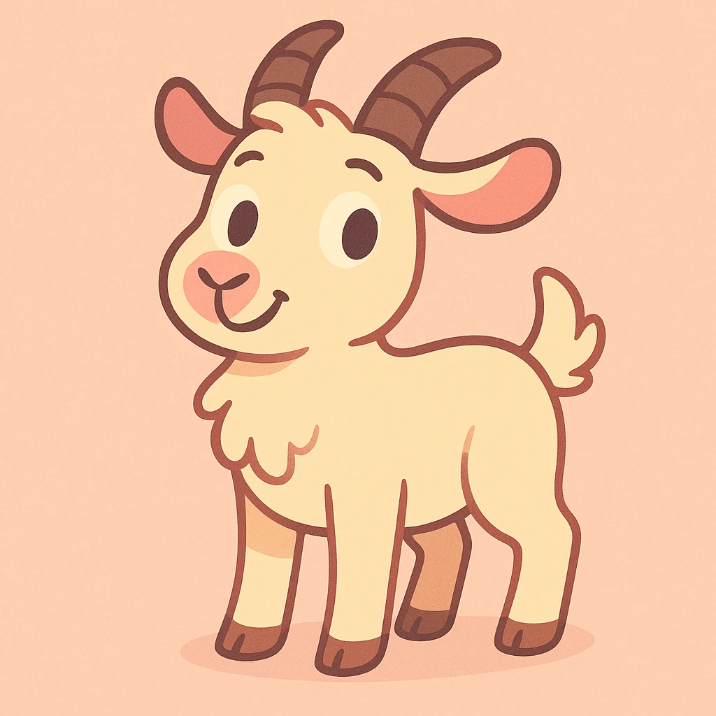 cute cartoon goat, pastel toon style emoji