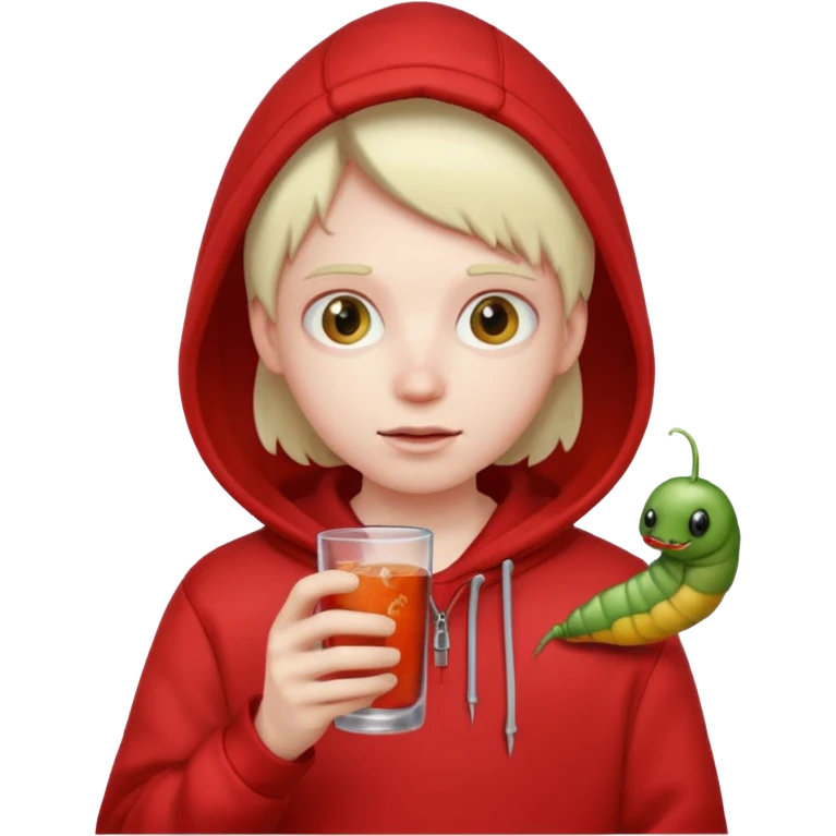 worm in glass in a red hoodie emoji