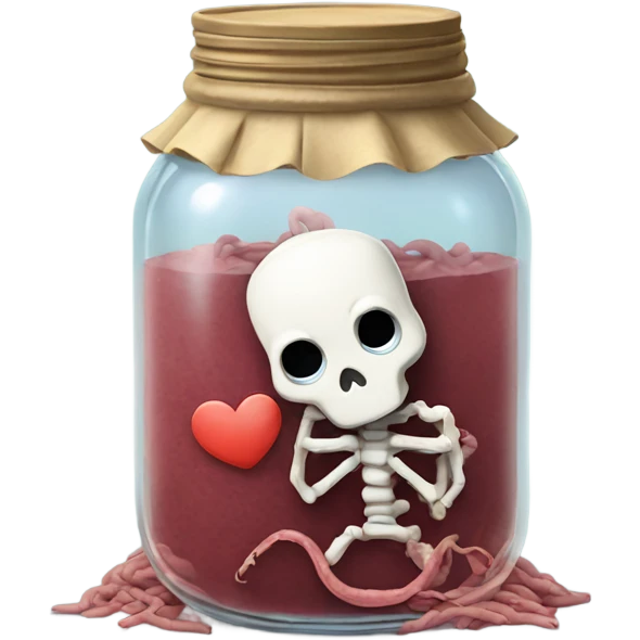 Sad jar of worms crying next to heart skeleton emoji