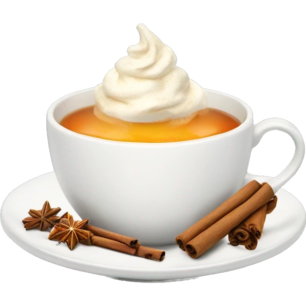 christmas tea with orange, cinnamon and whipped cream emoji