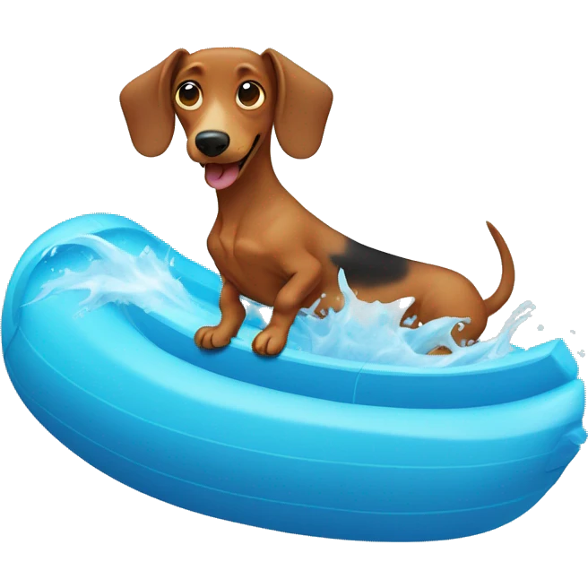 Dachshund going on a water slide  emoji