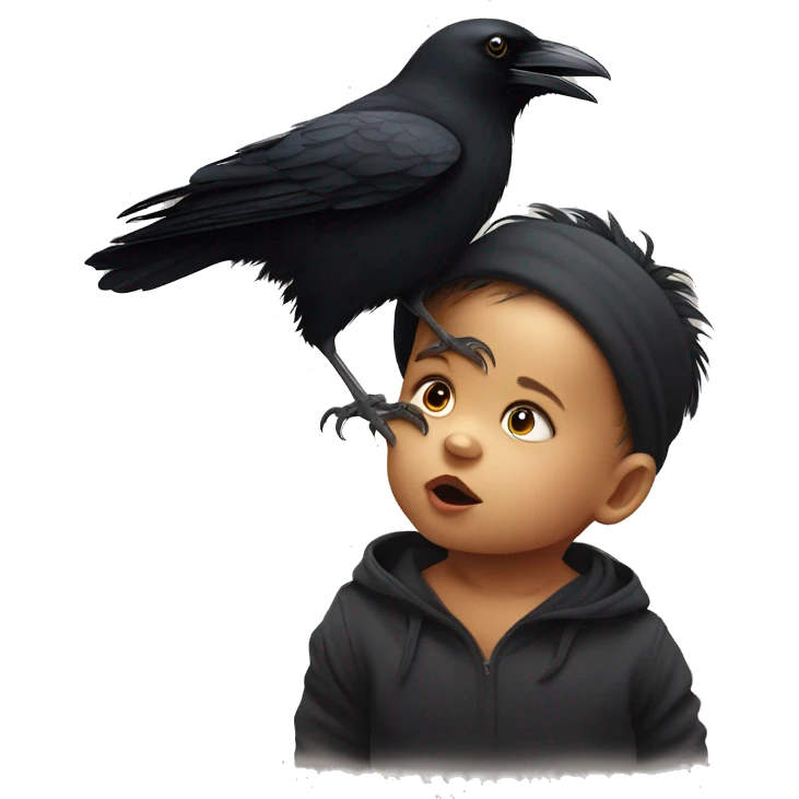 crow on a baby s head  emoji