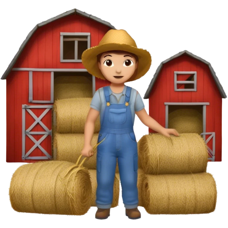 Somebody putting hay in a barn emoji