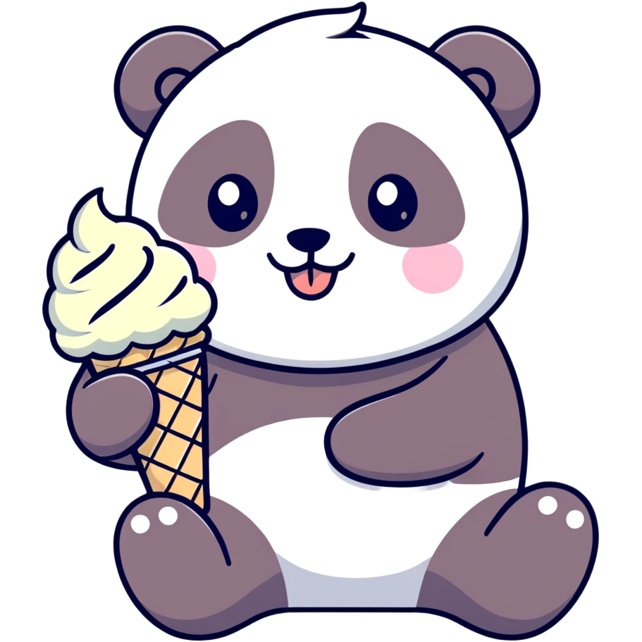 Panda eating ice cream emoji
