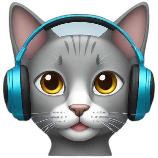 Grey cat with headphones emoji