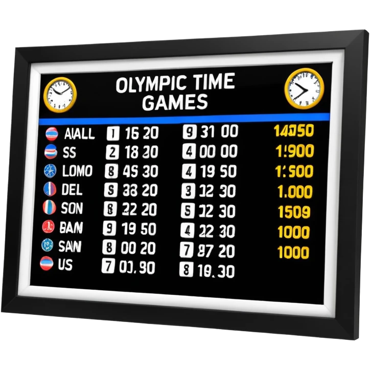 un panneau des jeaux olympic qui affiche le temps des coureurs affichant 9.58s  emoji