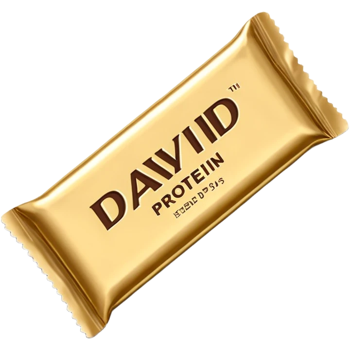 protein bar gold wrapper that says David on it  emoji