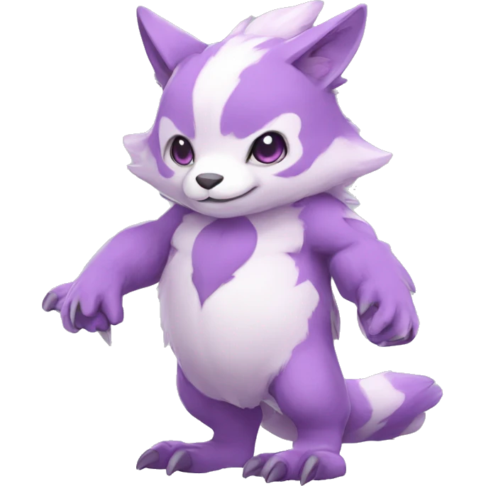 Cute cool purple white pink animal hybrid Fakemon full body emoji