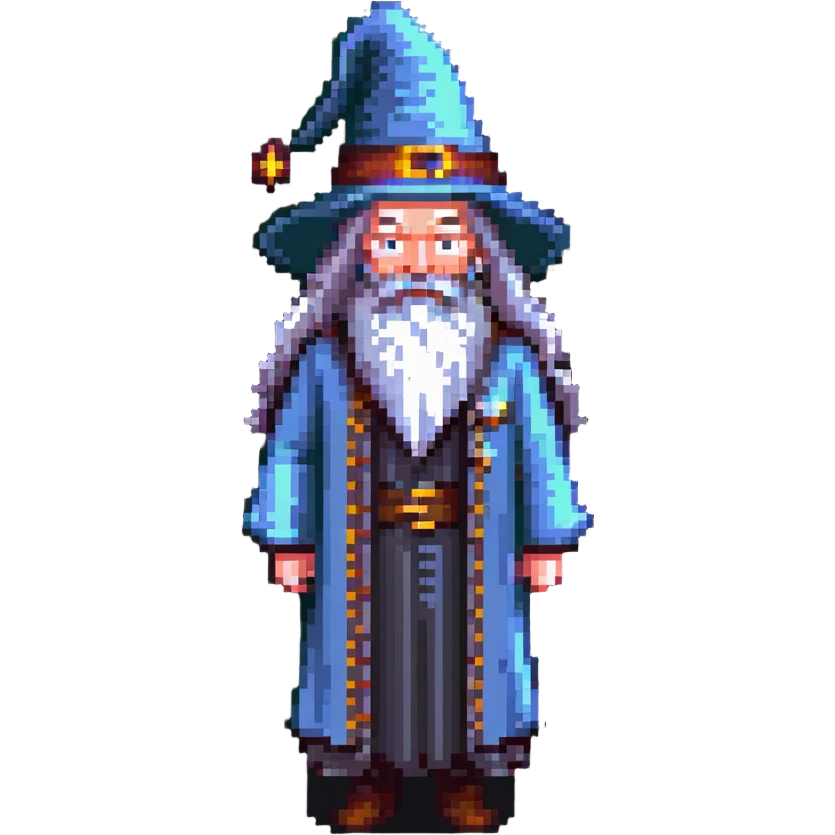 Albus Dumbledore with long beard and wizard hat emoji