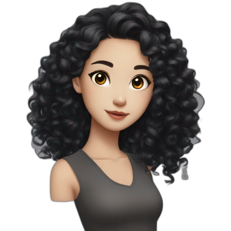 Beautiful girl,Black hair,curls，long hair,Black eyes,Chinese emoji