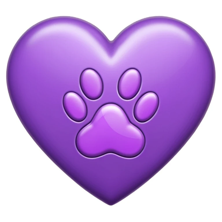 purple heart with a paw print emoji