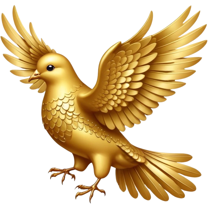majestic golden dove with gold shimmering wings emoji