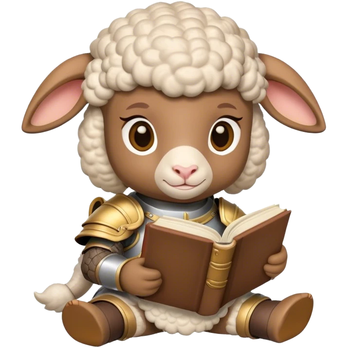 Lamb with armor reading a book emoji