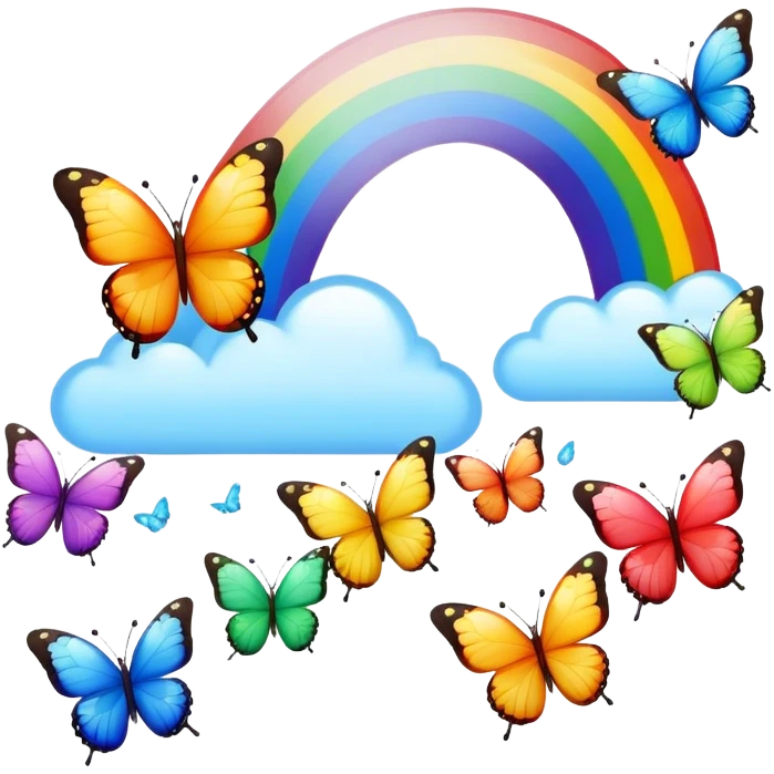 Rainbow with butterflies  emoji