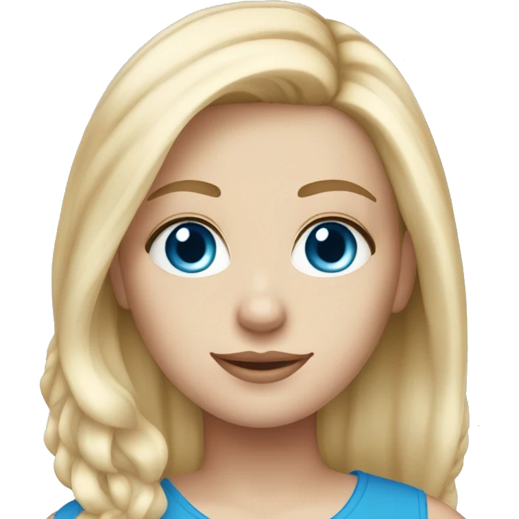 Blonde white girl with blue eyes and blue on tips of her hair emoji