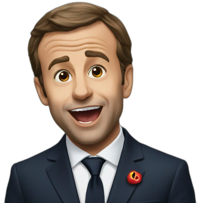 Macron en tongue emoji