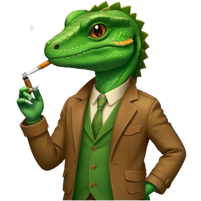 Lizard in a jacket smoking a joint emoji