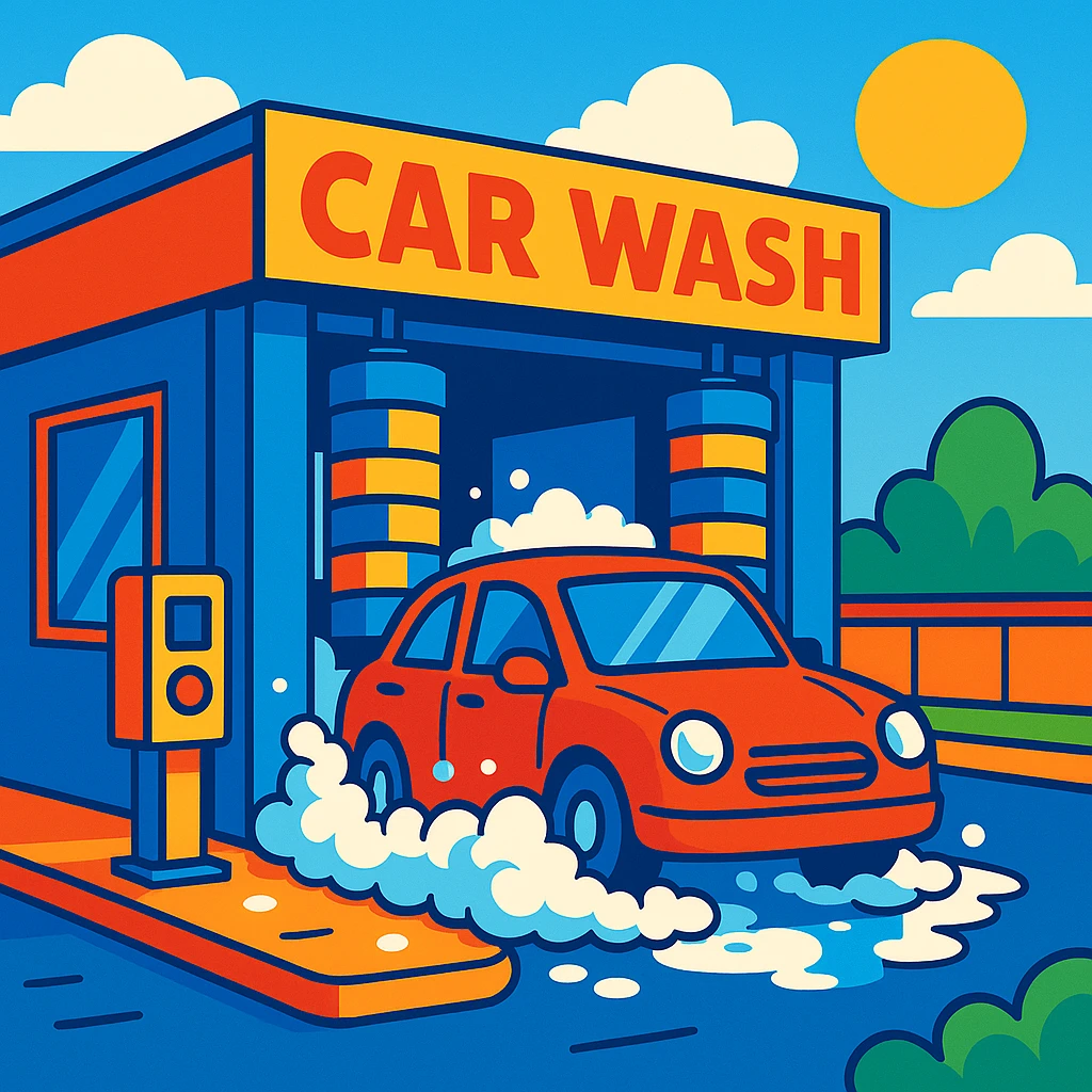 car wash in vibrant toon style emoji