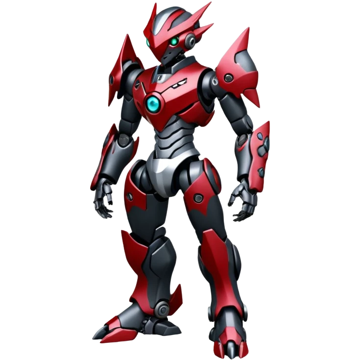 Futuristic mechanical cyborg modern badass cool shiny metallic alloy silver-grey obsidian-black crimson-red white animal Digimon Fakémon hybrid full body with intricate patterns emoji