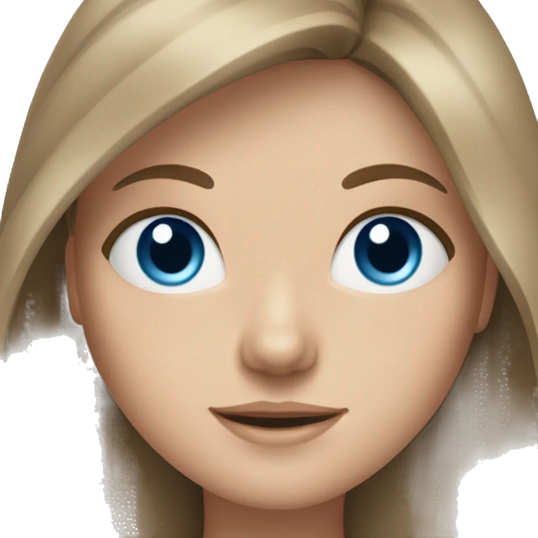 White girl with blue eyes and long brown hair emoji