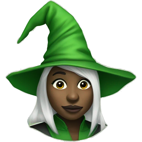 cynthia erivo with green skin and witch hat  emoji