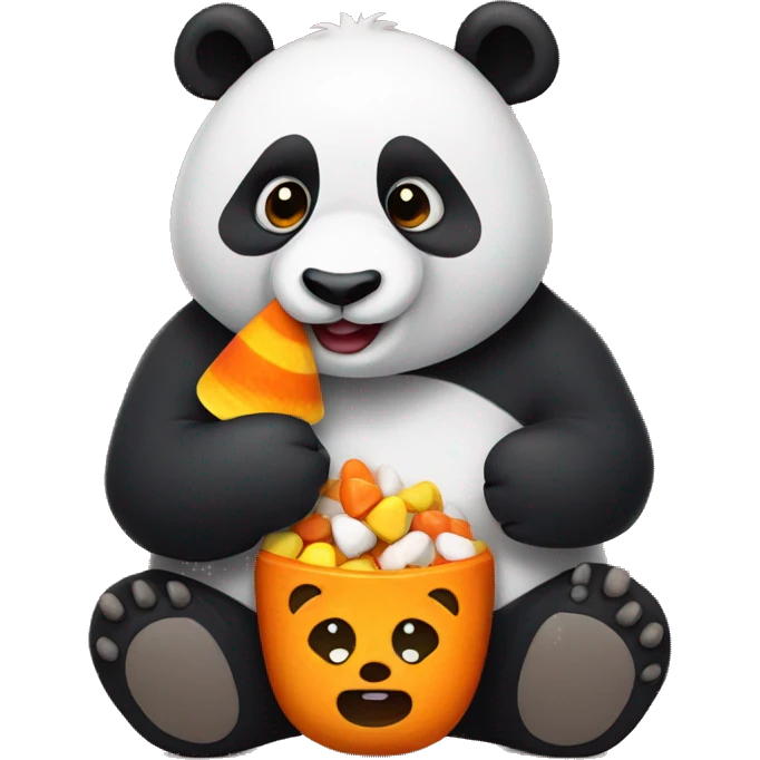 Panda eating a candy corn emoji