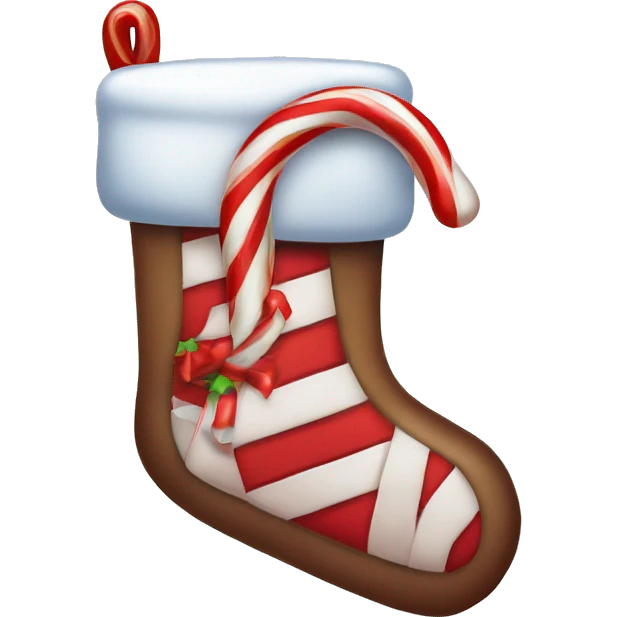 Christmas stocking with candy canes emoji