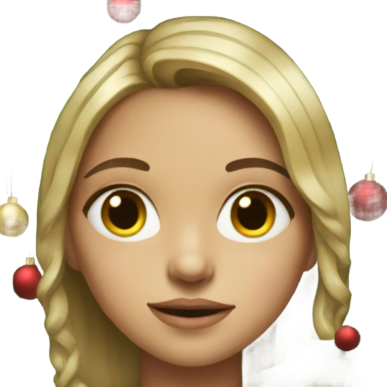 realistic portrait of girl with Christmas tree  emoji